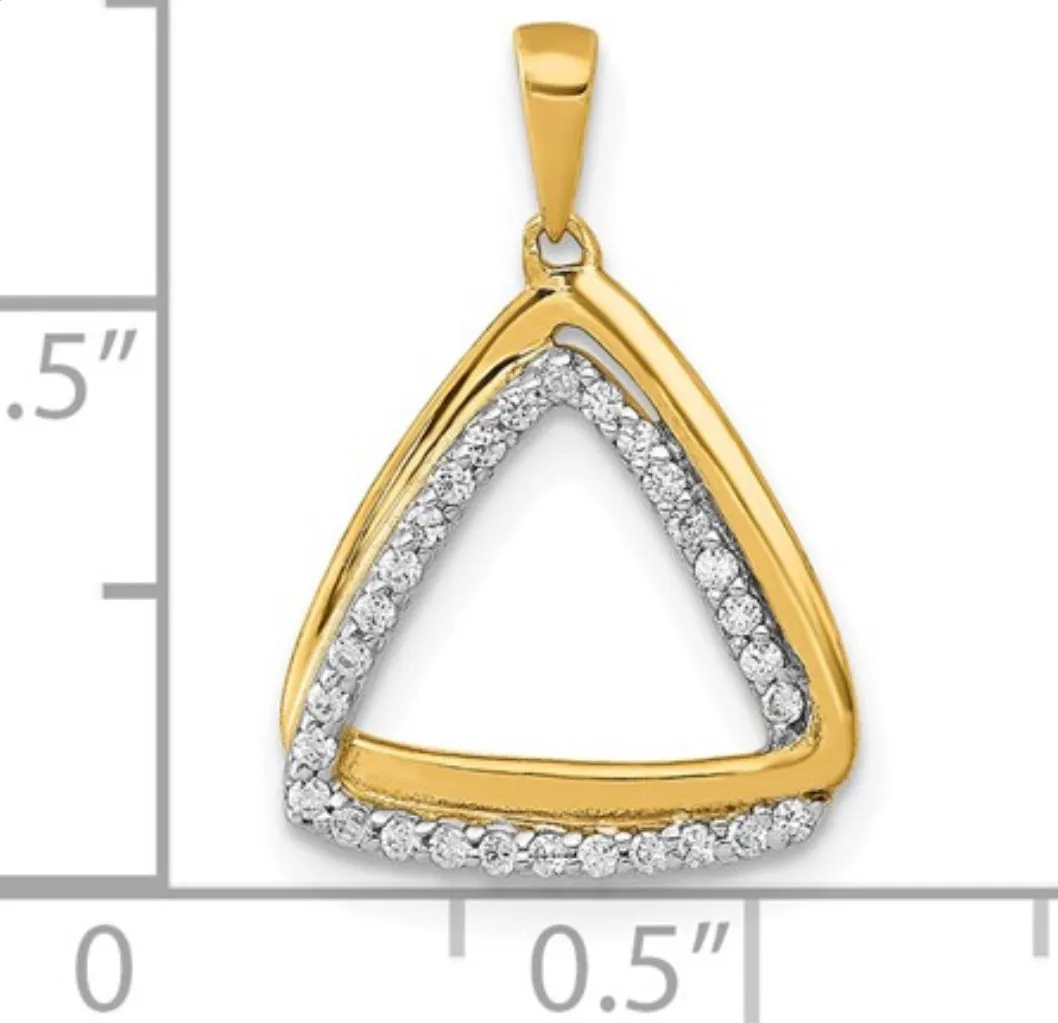 10k Diamond Double Triangle Pendant