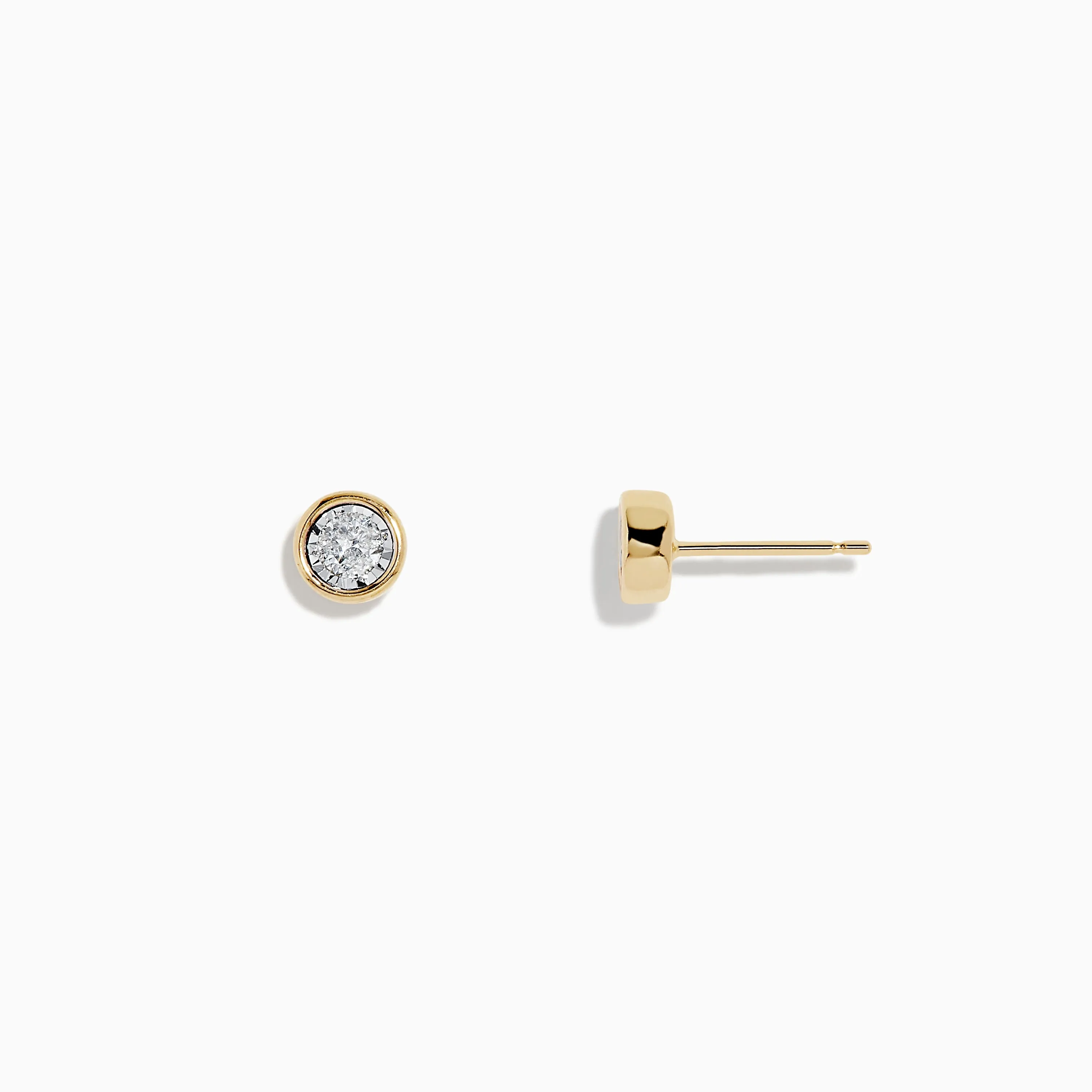 14K Two-Tone Gold Bezel Set Diamond Solitaire Stud Earrings 0.23 TCW