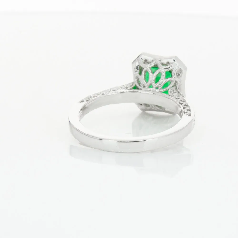 18ct White Gold Emerald & Diamond Ring