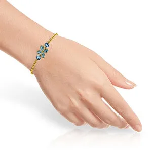 3.15 Carat 14K Solid Yellow Gold Bracelet Natural Blue Topaz