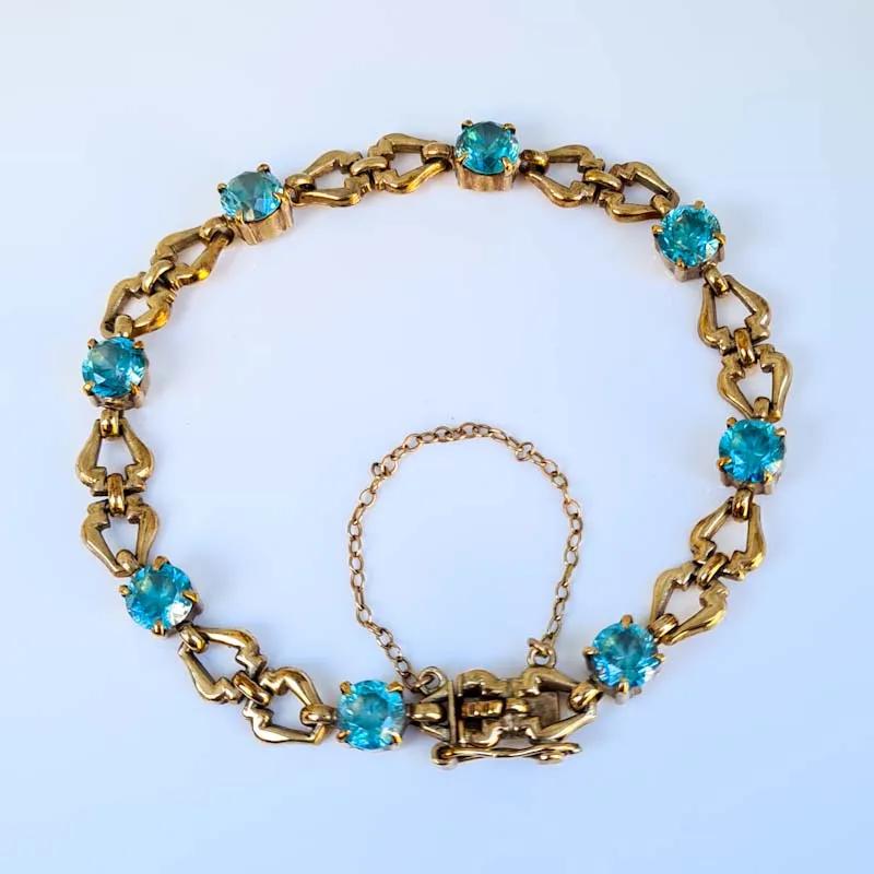 Antique Blue Zircon Gold Bracelet