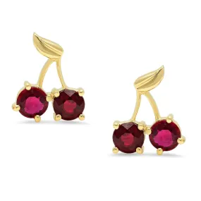 Cherry Stud Earrings w/ Rubies