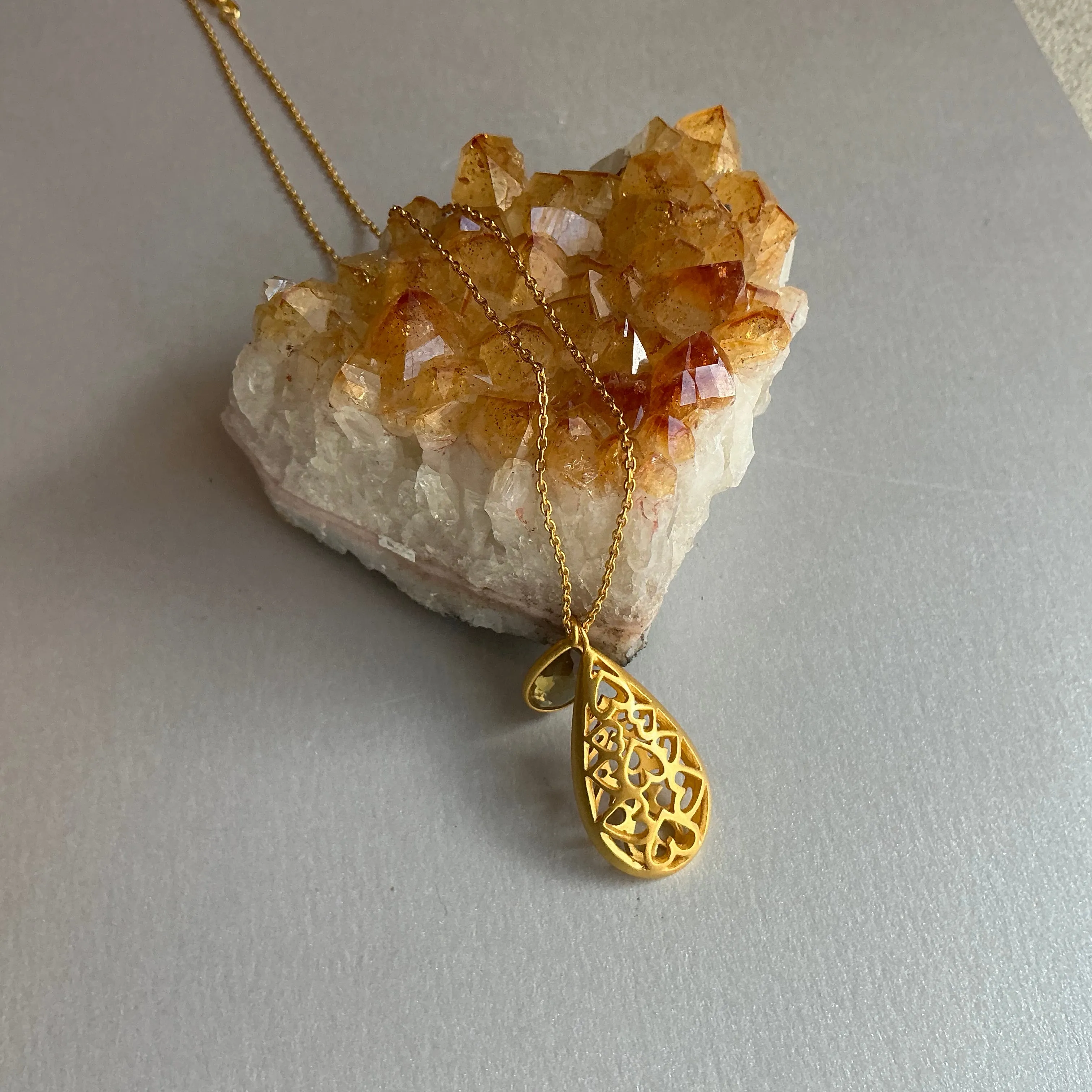 Heart Necklace With Lemon Topaz - NEW ADDITION