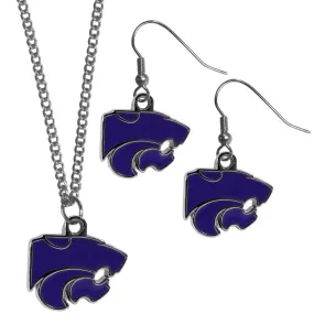 Kansas St. Wildcats Dangle Earrings and Chain Necklace Set