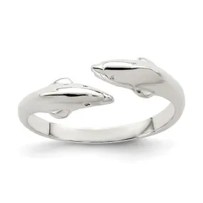 Sterling Silver Double Dolphin Toe Ring