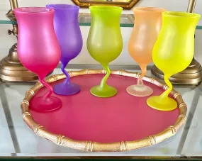 Vintage Libbey WATUSI Pastel Satin Cocktail Glasses Mixed Colorway set of 5, mid century modern, MCM