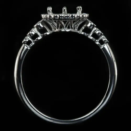 VINTAGE STYLE DIAMOND HALO SEMI-MOUNT ENGAGEMENT RING 6.5mm 1ct ROUND SETTING