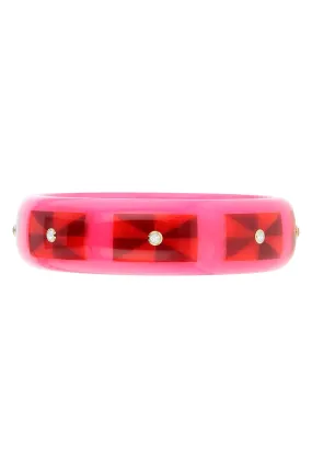 White Topaz Pink Red Bakelite Bangle