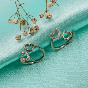 Zarkan The Twin Heart Silver Toe Rings