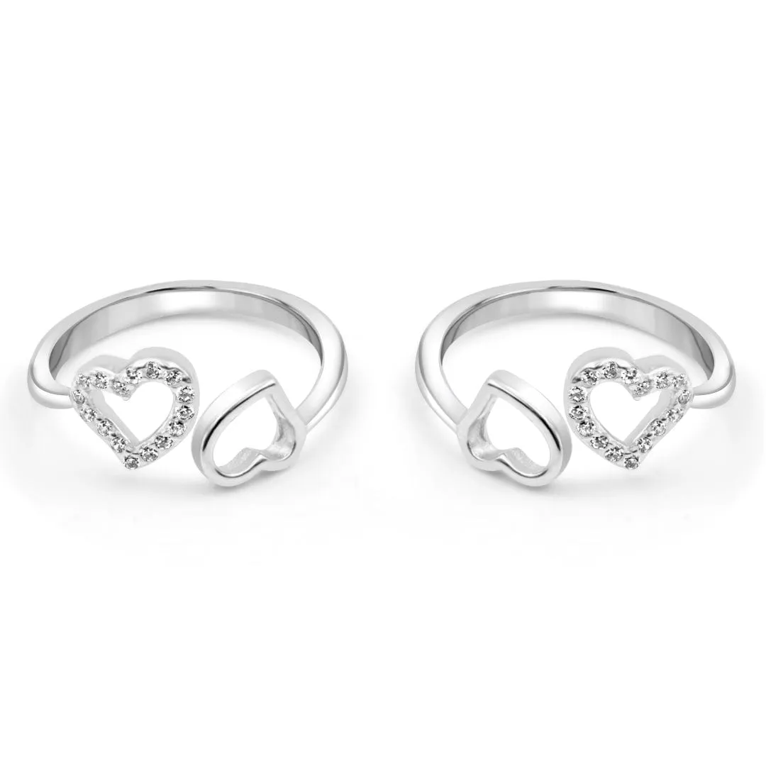 Zarkan The Twin Heart Silver Toe Rings