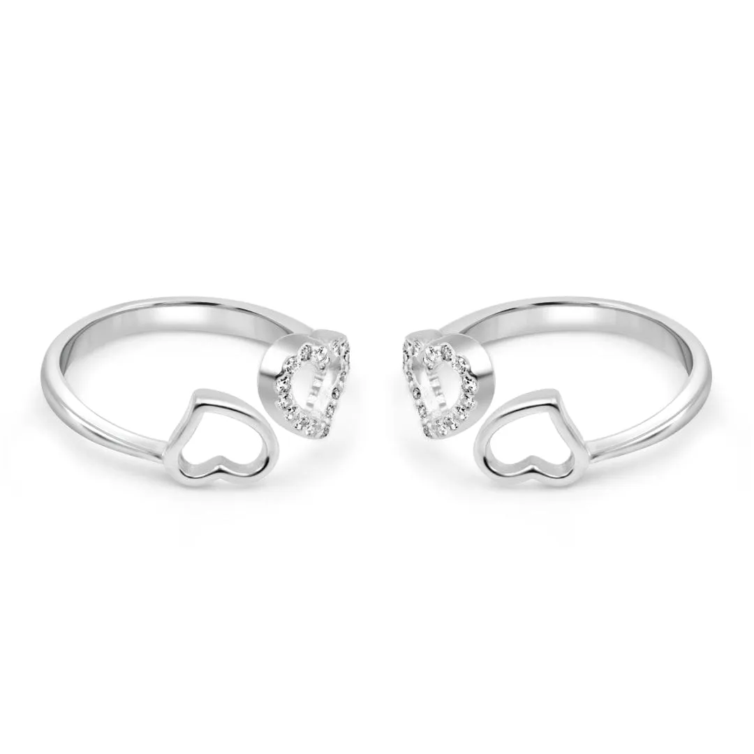 Zarkan The Twin Heart Silver Toe Rings