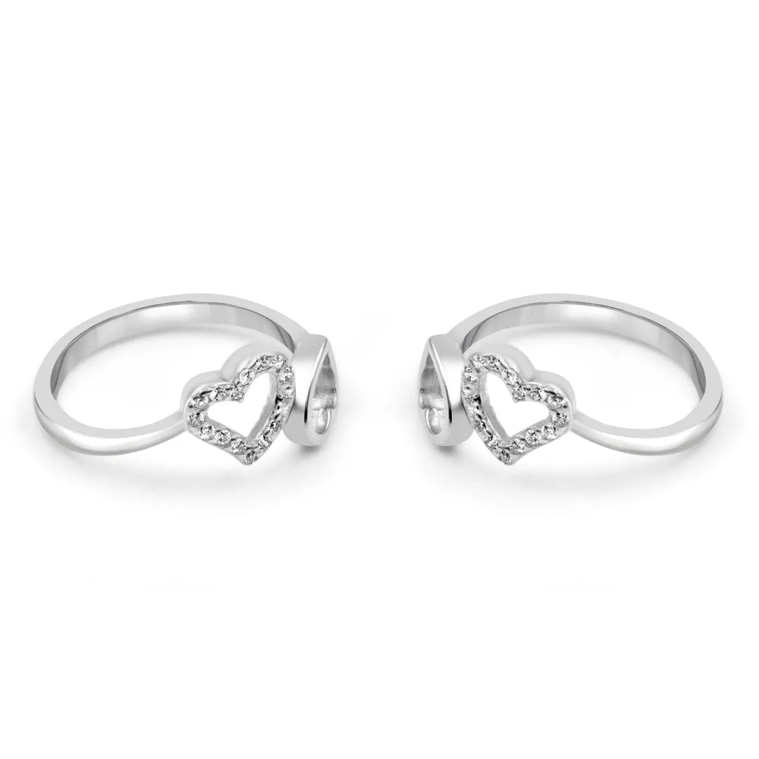 Zarkan The Twin Heart Silver Toe Rings